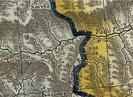 „Uszpatak” és „Valle Uszului” Lipszky János térképén (1810, részlet)